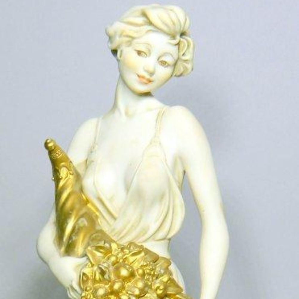 Signed Vintage Giuseppe Armani Figurine, Beautiful Lady Holding a Cornucopia